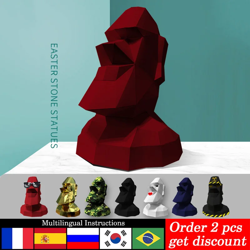 Art Craft Cardboard - Groot Formaat Paaseiland Moai Decor Thuis