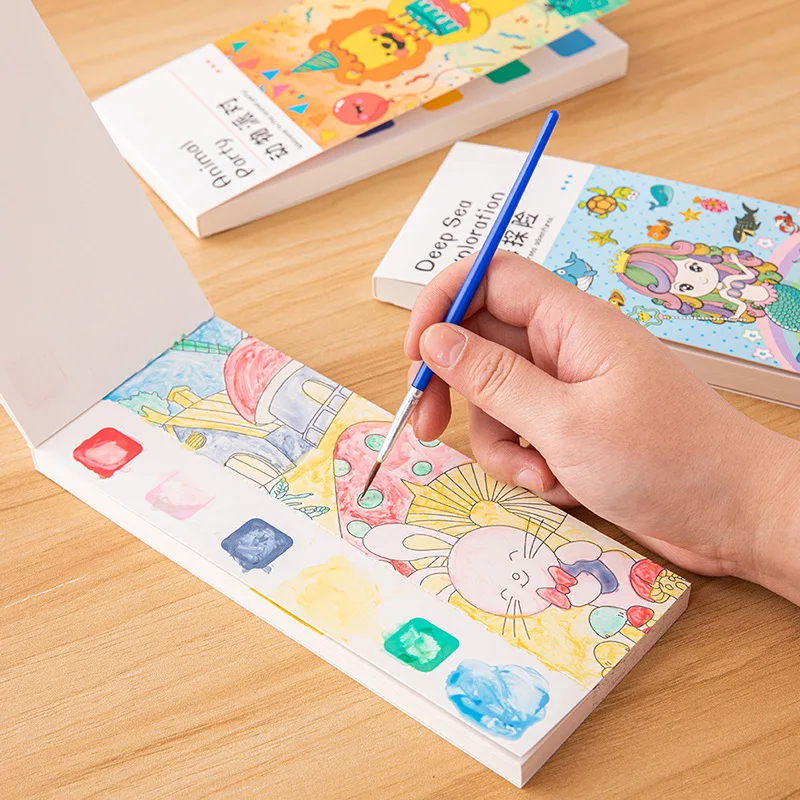 Gouache Paint Set - 20-pagina's draagbaar aquarelboek kleurboeken voor kinderen