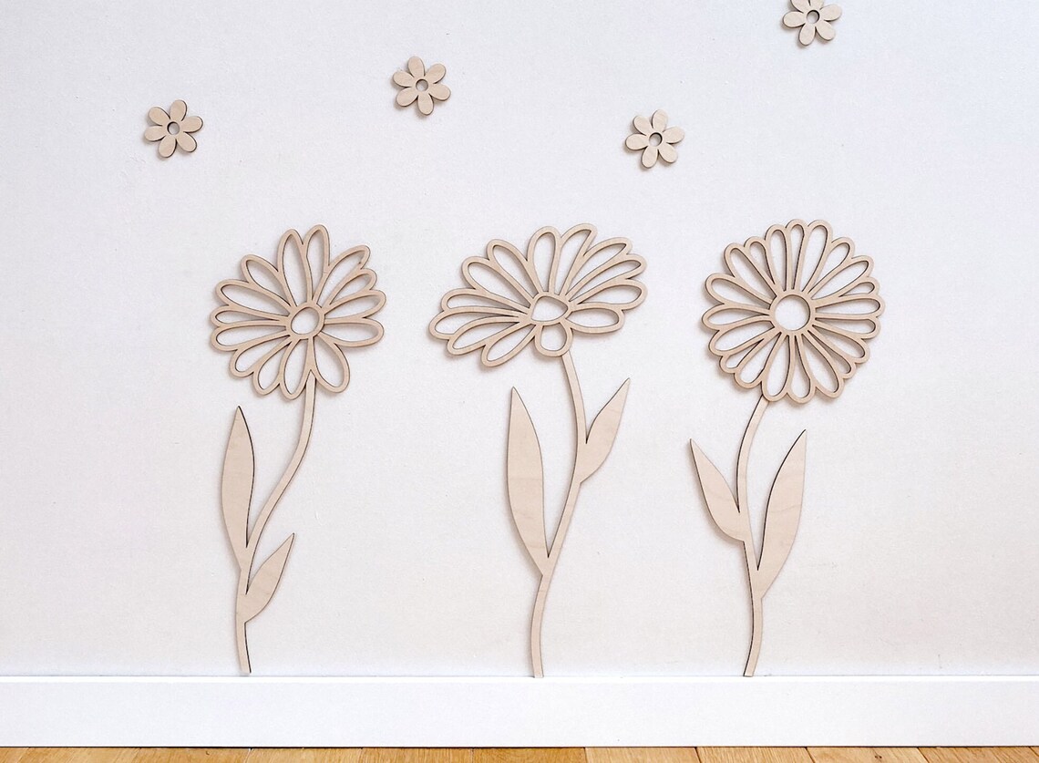 Art And Craft For Nursery - Houten bloemen voor wanddecoratie, wilde bloemen,