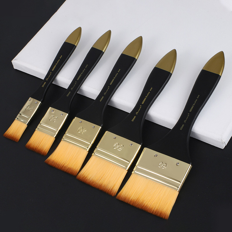5 maten platte penselen, nylon - Gouache Paint Set recensie en prijs